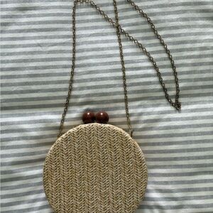 Elegant Tan Woven Circle Bag